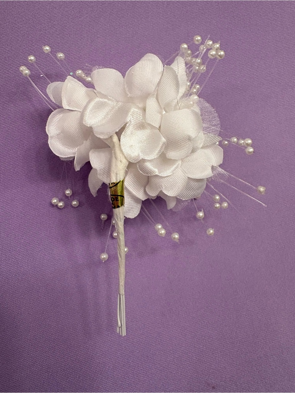 12pc Bulk White Fabric Flowers with Faux Pearl Sprays Wedding DIY Craft Lot